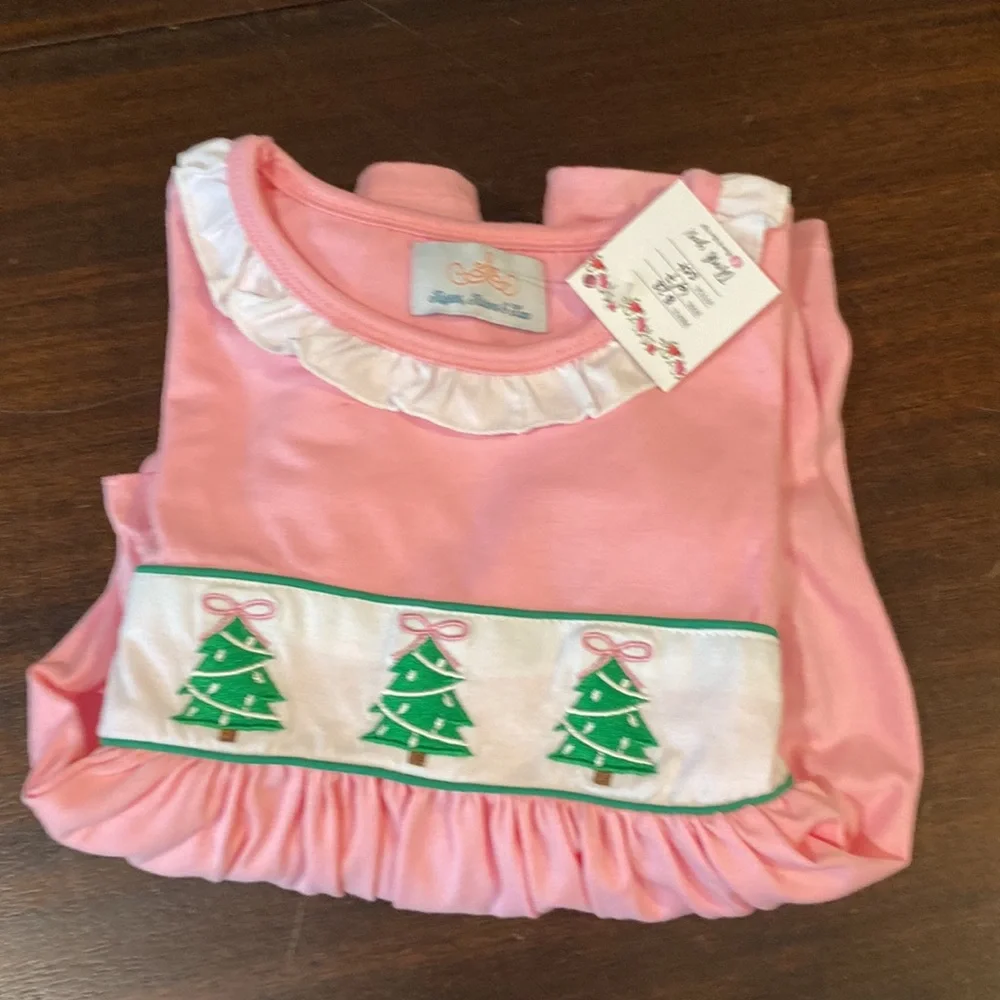 CB Boutique Girls Sz. 6/7 -2pc set Christmas Tree Pink Plaid
